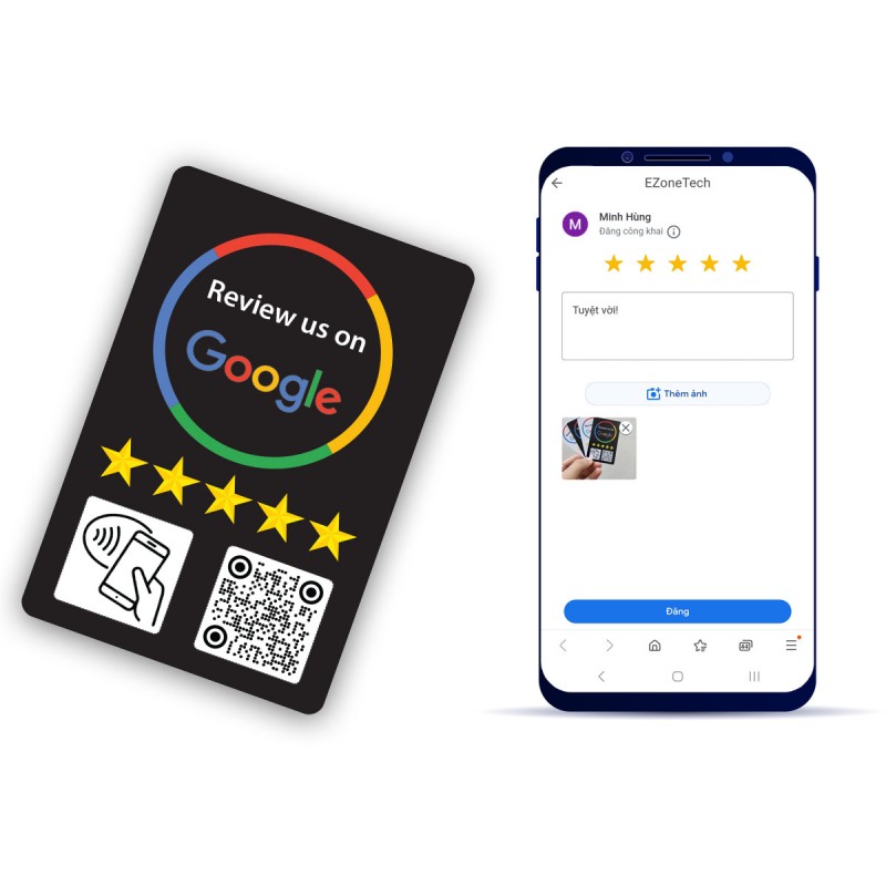  Thẻ Review Google Maps Công nghệ NFC và QR thông minh